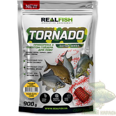 Прикормка RealFish Tornado Короп Тигровий горіх-кукурудза Прикормка RealFish Tornado Короп Тигровий горіх-кукурудза