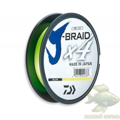Шнур Daiwa J-Braid X4 Yellow 135 м