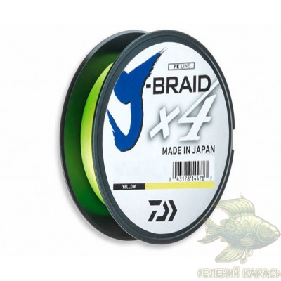 Шнур Daiwa J-Braid X4 Yellow 135 м - 0.10 мм