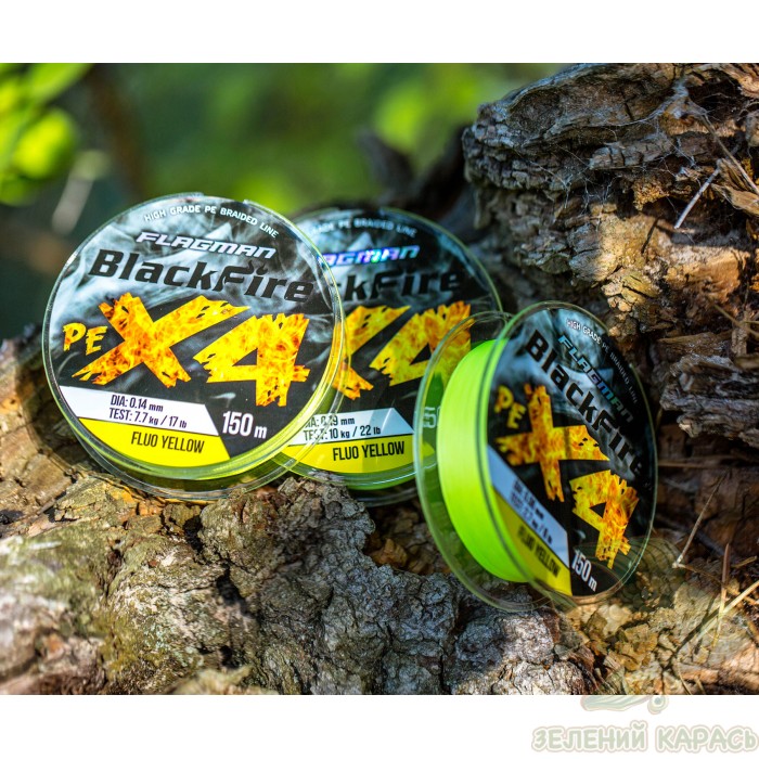 Шнур Flagman BlackFire PE X-4 150 м Fluo Yellow Шнур Flagman BlackFire PE X-4 150 м Fluo Yellow